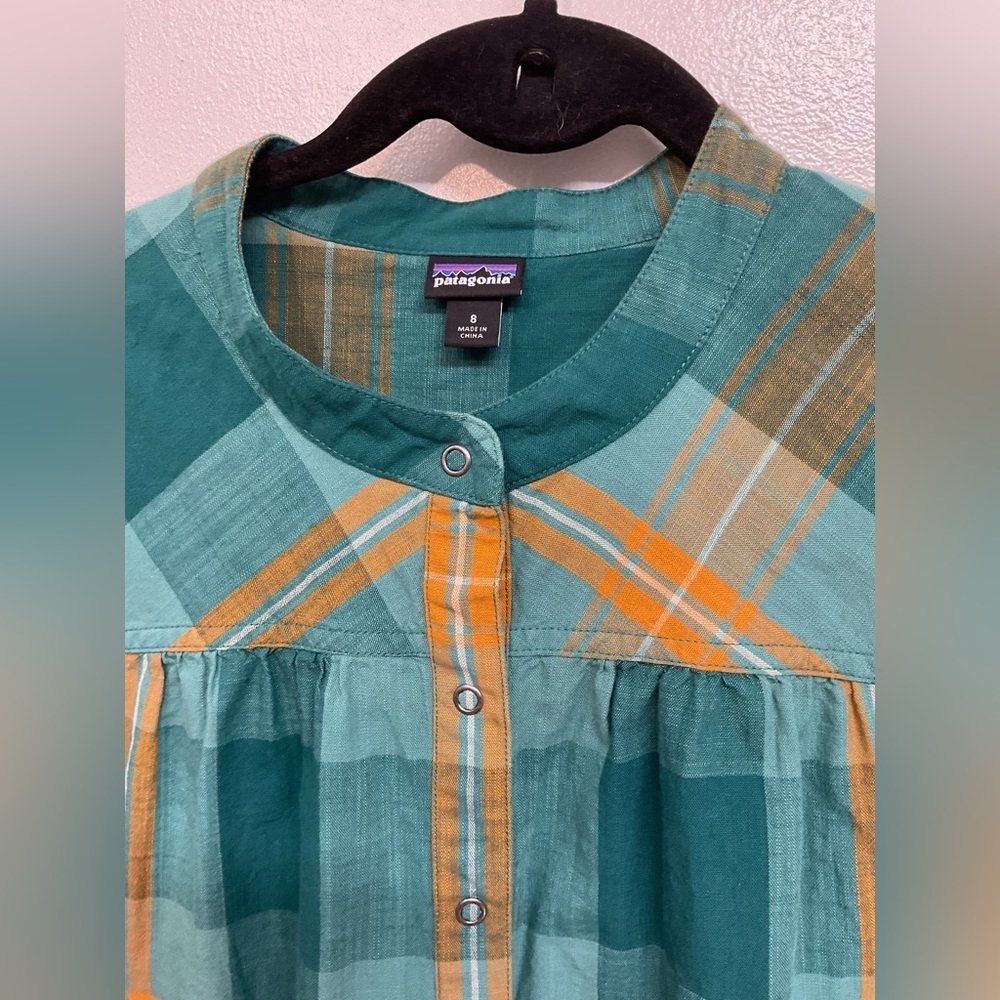 Patagonia Organic Cotton Plad Dress, Size 8 - Picture 6 of 8